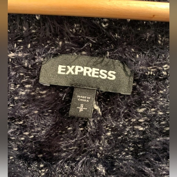 Express Off The Shoulder Women’s Fuzzy Eyelash Sweater w/ Thumbholes Size SP BLk - Picture 3 of 6